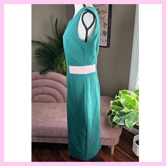 Boden Emerald Green Sheath‎ Dress w/ Pink Waist Detail | Size 8L | NWT - Picture 13 of 16